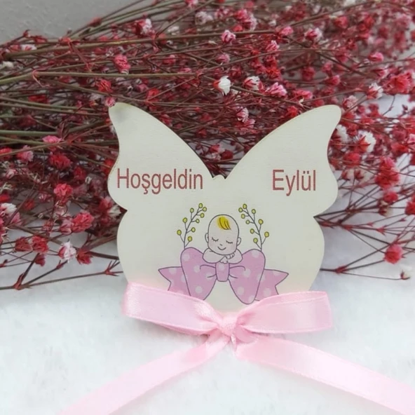 Kelebek Şekinde Balon Baskılı Ahşap Bebek Magnetleri Uv Baskı(30 Adet) ürün görseli 1