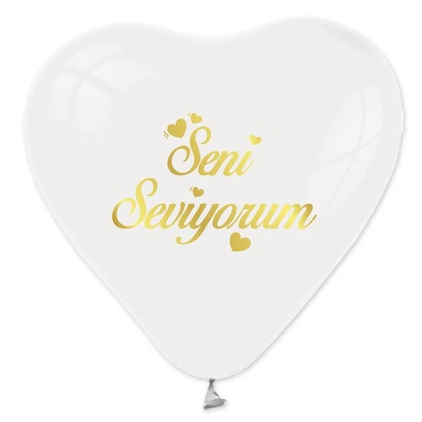 Balon Seni Seviyorum Kalp Beyaz Altın 100'lü ürün görseli 1