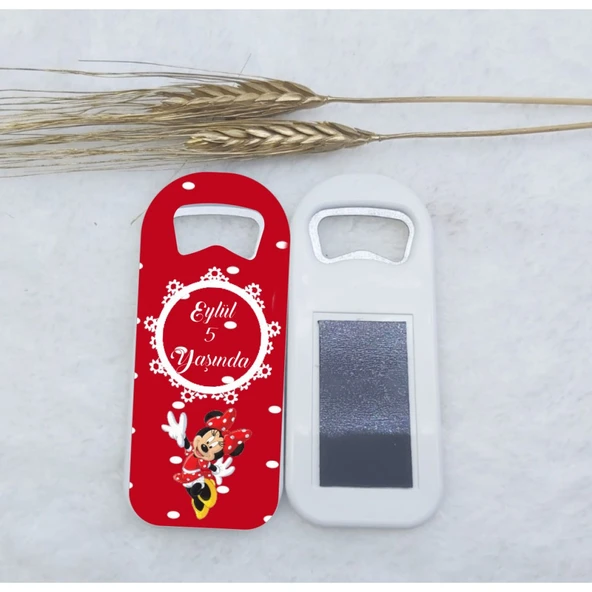 Minnie Mouse Temalı Uzun Açacak Magnet 4,5x10,5 cm Uv Doğum Günü Hediyeliği Açacak Magnet(15 Adet) ürün görseli 1
