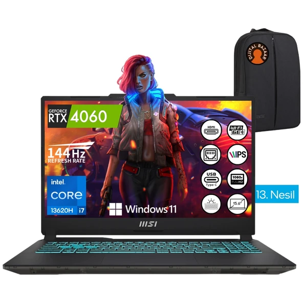 Msı Cyborg 15 I7-13620H 24GB Ram 1tb SSD RTX4060 15.6" Fhd IPS 144Hz W11 Taşınabilir Bilgisayar ürün görseli 1