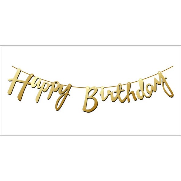 Flama Happy Brıthday Metalize Altın - Resim 2