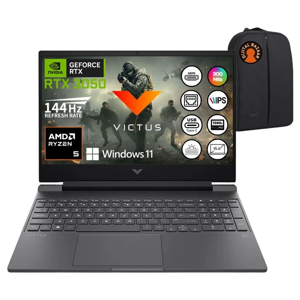 Victus 15 Amd Ryzen 5 8645HS RTX3050 24GB Ram 512GB SSD 15.6" Fhd IPS W11 Taşınabilir Bilgisayar ürün görseli 1