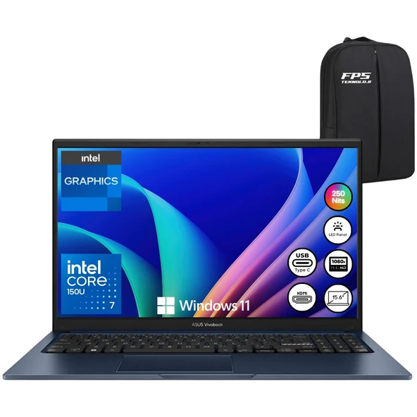 Vivobook 15 Core 7 150U Intel Graphics 40GB Ram 2tb SSD 15.6" Fhd W11 Taşınabilir Bilgisayar ürün görseli 1