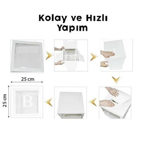 One Yazılı Demonte 25 cm Şeffaf Kutu Set Pembe - Resim 2