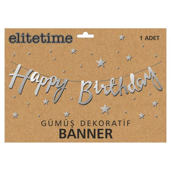 Flama Happy Brıthday Metalize Gümüş Doğum Günü Süsü ürün görseli 1