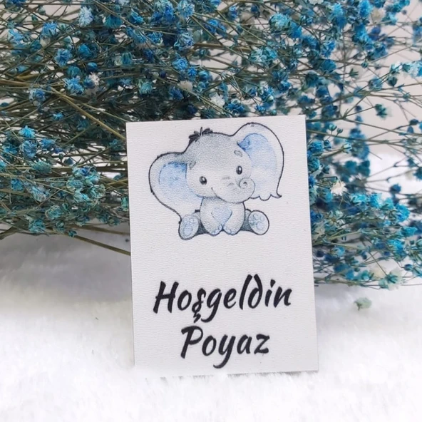 Ahşap Magnet Fil Baskılı Erkek Bebek Magnetleri Bebek Şekeri(30 Adet) ürün görseli 1