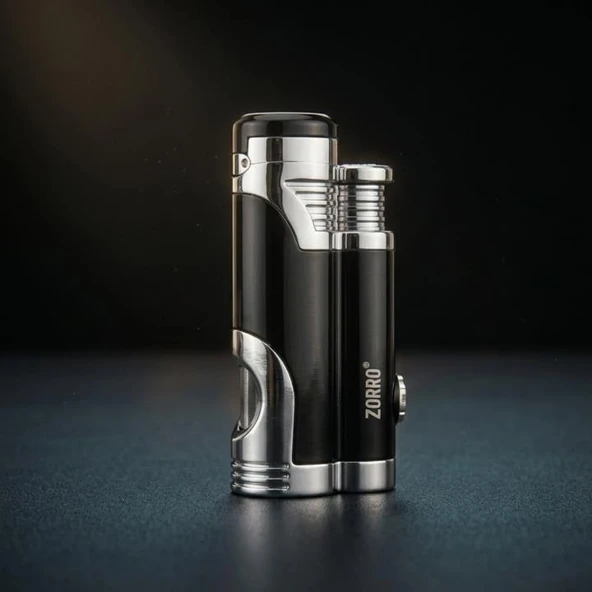 Zorro Çift Torch Pürmüz Siyah Puro Çakmağı ürün görseli 1