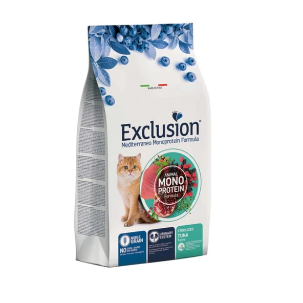 Exclusion Monoprotein Ton Balıklı ve Narlı Düşük Tahıllı Kısırlaştırılmış Kedi Maması 1,5 Kg ürün görseli 1