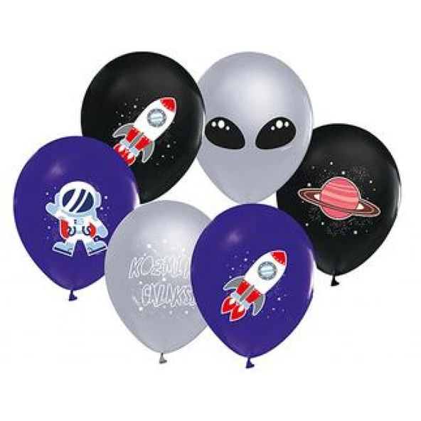 Balon Astronot Uzay 4+1 Pastel 10'li ürün görseli 1
