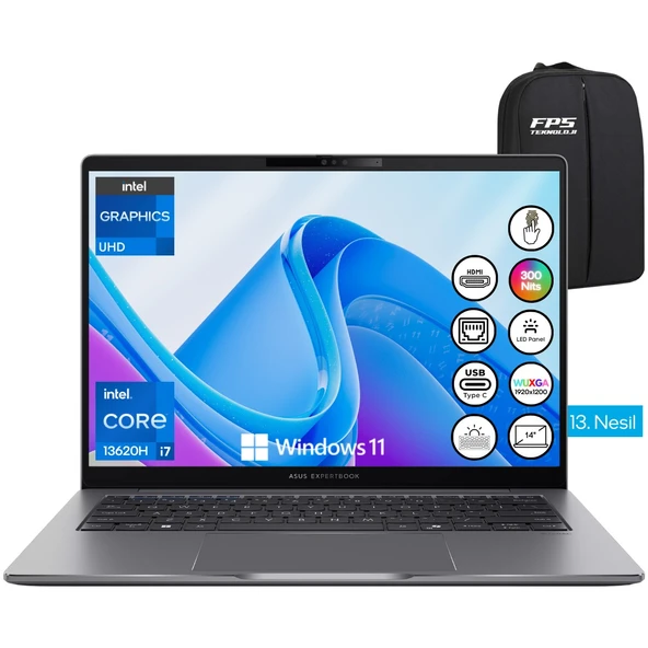 Expertbook P3405CVA-LY0330 İ7-13620H Intel® UHD Graphics 32GB Ram 512GB SSD 14" Wuxga W11 Taşınabilir Bilgisayar ürün görseli 1