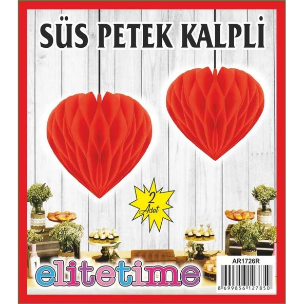 Doğum Günü Süsü Ponpon Kalpli Kırmızı 2'li ürün görseli 1