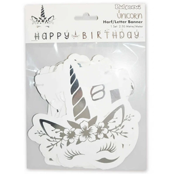 Unıcorn Flama Happy Bırthday Gümüş ürün görseli 1