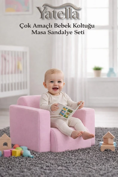 Yatella Çok Amaçlı Bebek Koltuğu & Masa Sandalye Seti - PEMBE ürün görseli 1