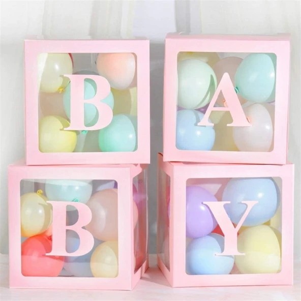 Baby Yazılı Demonte 25 cm Şeffaf Kutu Set Pembe ürün görseli 1