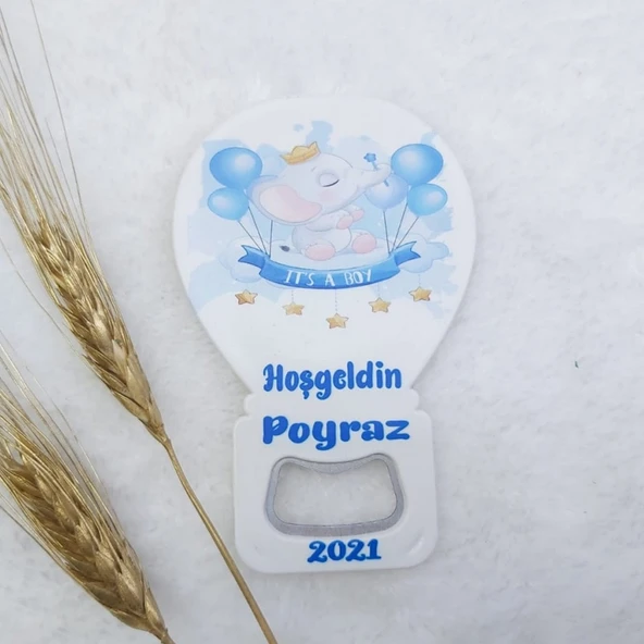 Fil Baskılı Balon Açacak Magnet 11x7 cm Uv Kız Bebek Magnetleri Bebek Şekeri(30 Adet) ürün görseli 1