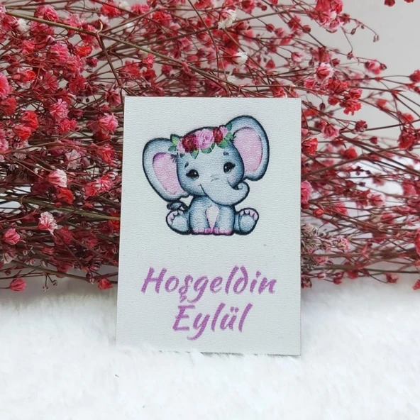 Ahşap Magnet Fil Baskılı Kız Bebek Magnetleri Bebek Şekeri(30 Adet) ürün görseli 1