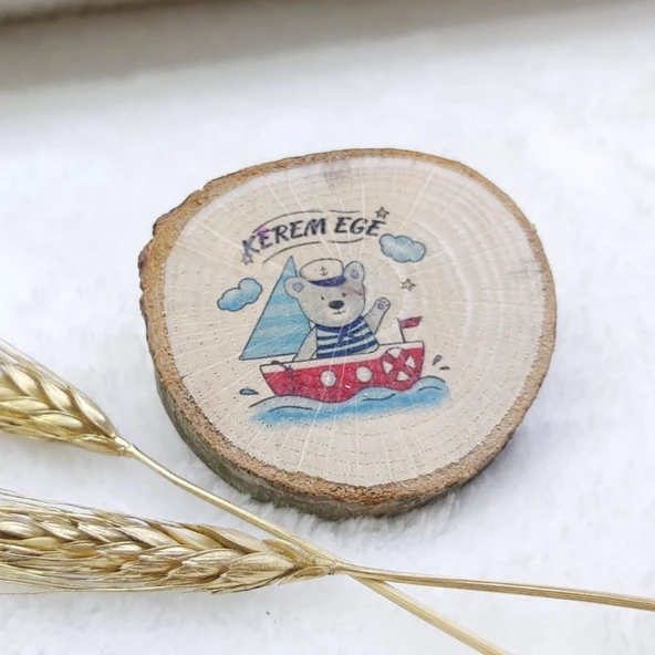 Doğal Ahşap Erkek Bebek Magnetleri Uv Baskılı Denizci 6-8 cm(30 Adet) ürün görseli 1
