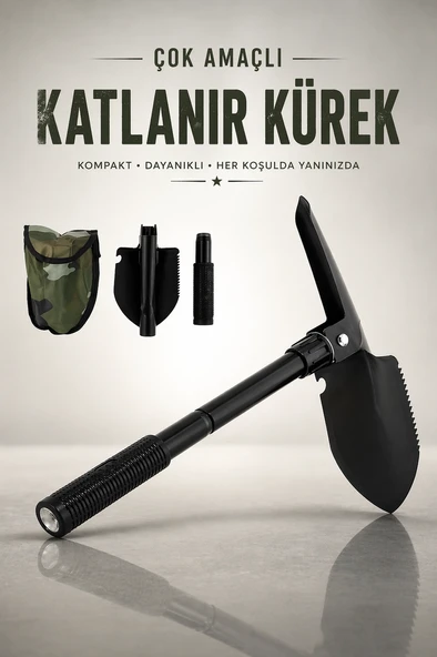 Profesyonel Katlanır Kürek Kampın Vazgeçilmezi 5’i 1 Arada Kürek Yanında Taşı, Her Yerde Kullan ürün görseli 1