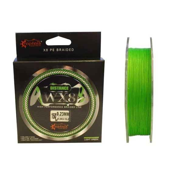 Captain Distance WX8 Örgü Spin İp Misina 150mt Light Green  Standart 0.10 MM ürün görseli 1