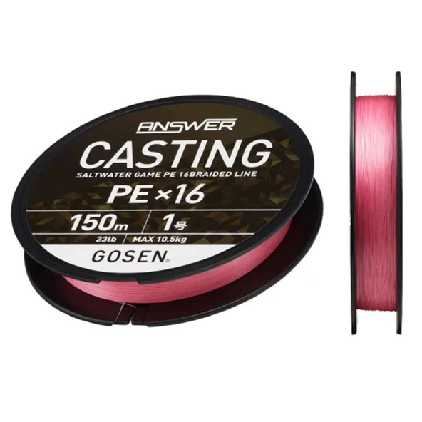 Gosen X16 Casting Answer PE 16 Örgü Spin İpi 150mt Pink  Standart 1.5 PE ürün görseli 1