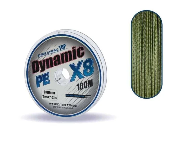 Captain Dynamic Soft PE 8 Örgü İp Misina 100mt Yeşil  Standart 0.10 MM ürün görseli 1