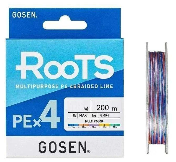 Gosen X4 Roots PE 4 Örgü Spin İpi 200mt Multi Color  Standart 1.5 PE ürün görseli 1