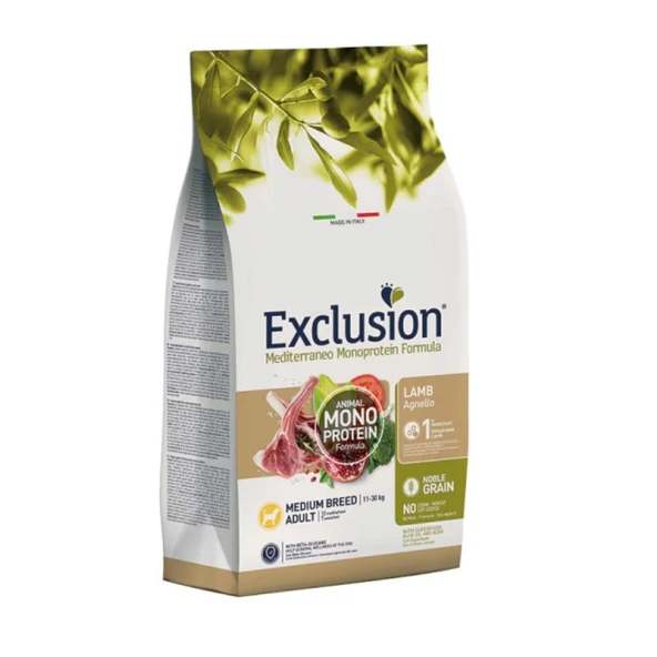 Exclusion Monoprotein Kuzu Etli ve Narlı Düşük Tahıllı Orta Irk Yetişkin Köpek Maması 12 Kg ürün görseli 1