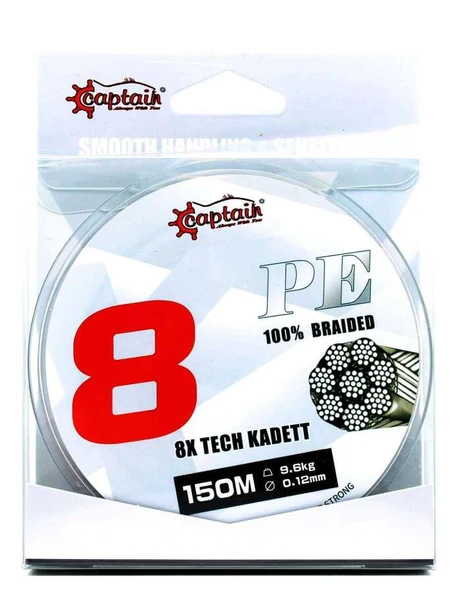 Captain X8 Kadett Tech PE 8 Örgü Spin İpi 150mt Dark Green  Standart 0.20 MM ürün görseli 1
