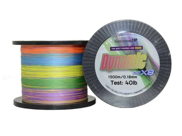 Captain Dynamic PE 8 Örgü Spin İp Misina 1500mt Multi Color  Standart 0.25 MM ürün görseli 1