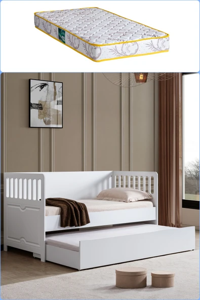 Yavrulu Karyola, Beyaz Nikea Yavrulu Karyola + 1 Adet Comfort Yatak ürün görseli 1