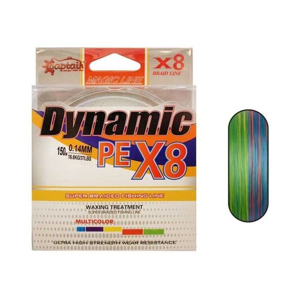Captain Dynamic Soft PE 8 Örgü Spin İp Misina 150mt Multi Color  Standart 0.22 MM ürün görseli 1