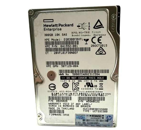 HPE EG0300FBVFL 300GB 10K RPM SAS 6Gb s 2.5 inç Enterprise Server Hard Disk ürün görseli 1