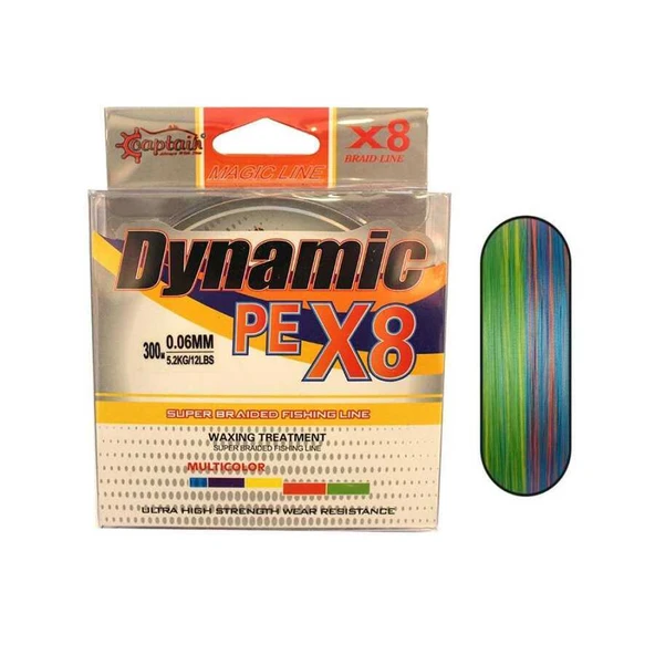 Captain Dynamic PE 8 Örgü İpi Misina 300mt Multi Color  Standart 0.22 MM ürün görseli 1