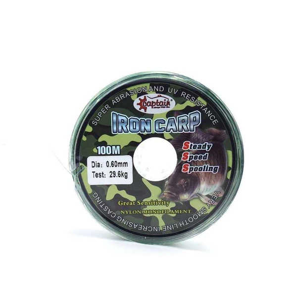 Captain İron Carp 100mt Monofilament Misina Kamuflaj  Standart 0.28 MM ürün görseli 1