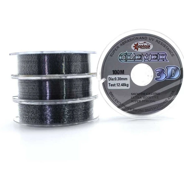 Captain Clever 3D Smooth100mt Monofilament Misina Black Kamou  Standart 0.50 MM ürün görseli 1