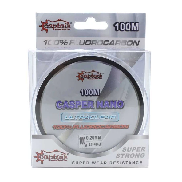 Captain Casper Nano %100 Fluoro Carbon Misina 100mt  Standart 0.30 MM ürün görseli 1