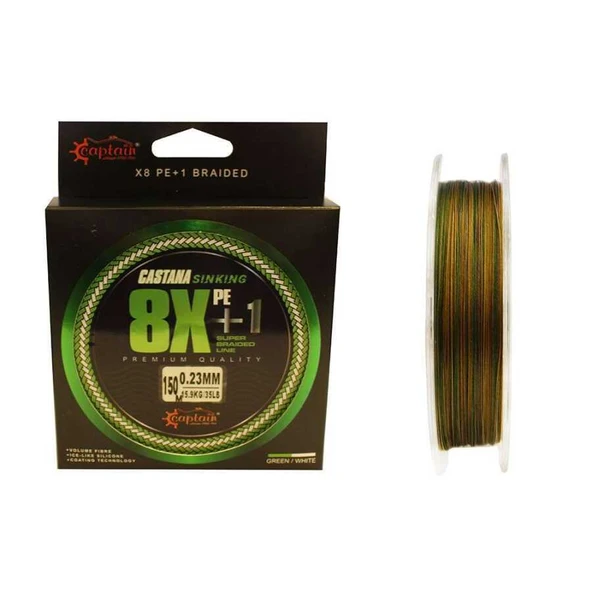 Captain Castana Sinking 8X+1 Silicone Coating İp Misina 150mt Camoo  Standart 0.23 MM ürün görseli 1