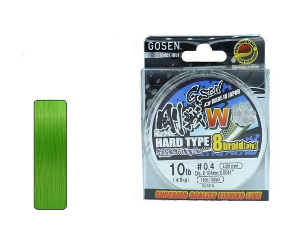 Gosen W8 Hard Type PE 8 Örgü Spin İp Misina 150mt Açık Yeşil  Standart 1.2 PE ürün görseli 1