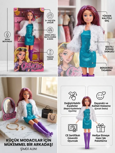 Çeketli Parlak Elbiseli Bebek 30 Cm Model Oyuncak Bebek Model Bebek ürün görseli 1