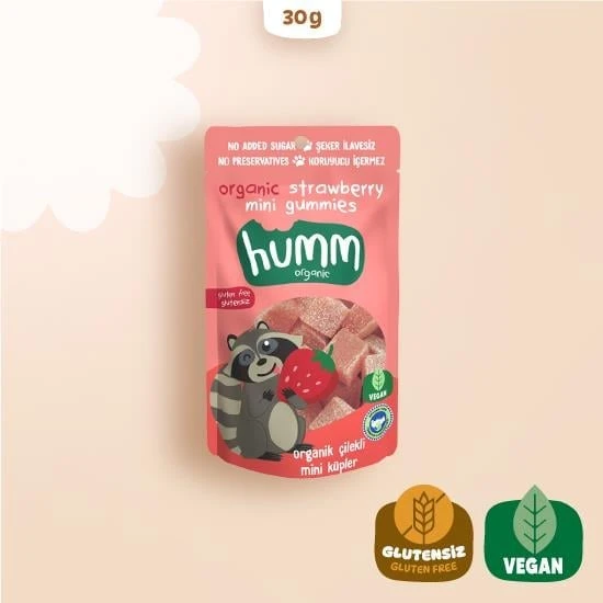 Organik Çilekli Glutensiz Vegan Mini Küpler 30 Gr ürün görseli 1
