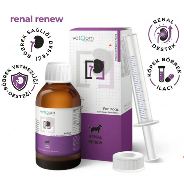 Vetqom Canine Renal Renew 120 ml (Köpekler İçin Böbrek Fonksiyon ve Toksin Atıcı Destek) ürün görseli 1