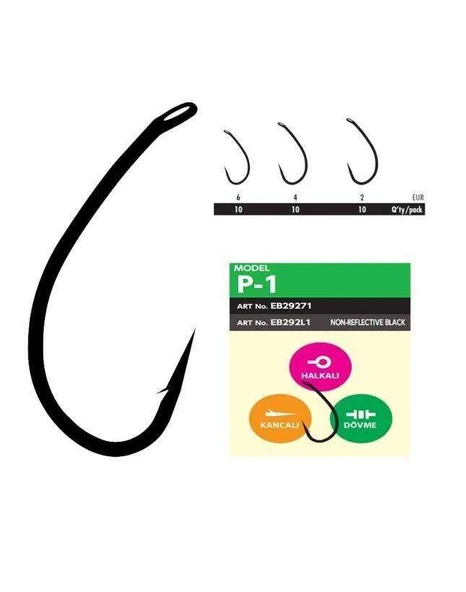 Hayabusa P1 Sazan İğnesi Dövme Teflon Black 10lu Paket  Standart 4 ürün görseli 1