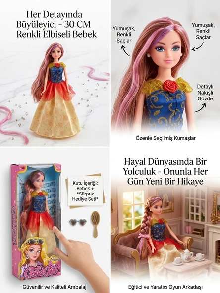 Renkli Elbiseli Renkli Saçlı Bebek 30 Cm Model Oyuncak Bebek Model Bebek ürün görseli 1
