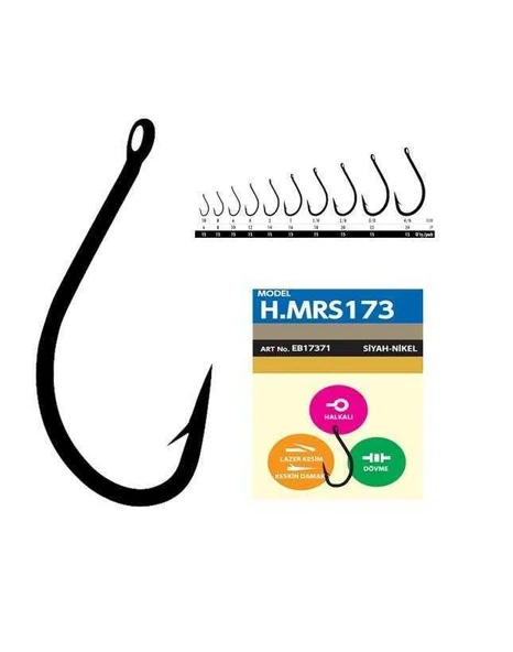 Hayabusa HMRS 173 Delikli Dövme Olta İğnesi 15li Paket Black Nikel  Standart 1-0 ürün görseli 1