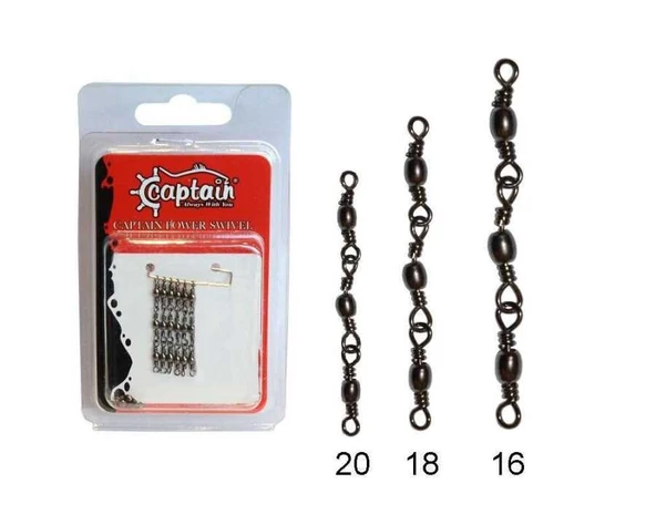 Captain 5105 3 Zincir Fırdöndü 6lı Paket Black Nikel  Standart 16 ürün görseli 1
