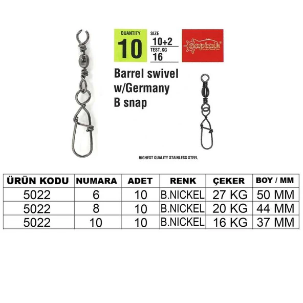 Captain 5022 Germany Klips 10lu Paket Black Nikel  Standart 6+4 ürün görseli 1