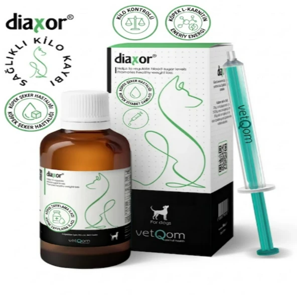 Vetqom Canine Diaxor 90 ml (Köpekler İçin Sağlıklı Zayıflama, Yağ Yakıcı ve Kan Şekeri Dengeleyici) ürün görseli 1
