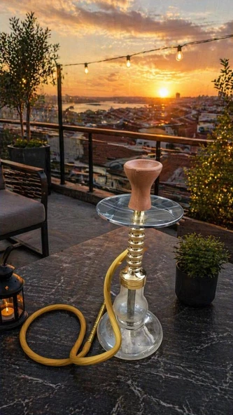 45 cm Cam Tabanlı Nargile Takımı – 18 cm Geniş Taban, Modern Tasarım, Bahçe & Teras Keyfi ürün görseli 1