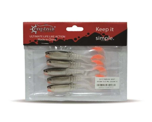 Captain 3571 Taifun Soft 10cm Levrek Silikonu 5li Paket Suni Yem  5 ürün görseli 1
