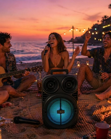 Taşınabilir Bluetooth Speaker Mikrofonlu Karaoke Hoparlör RGB Işıklı 6.5 İnç Güçlü Ses ürün görseli 1